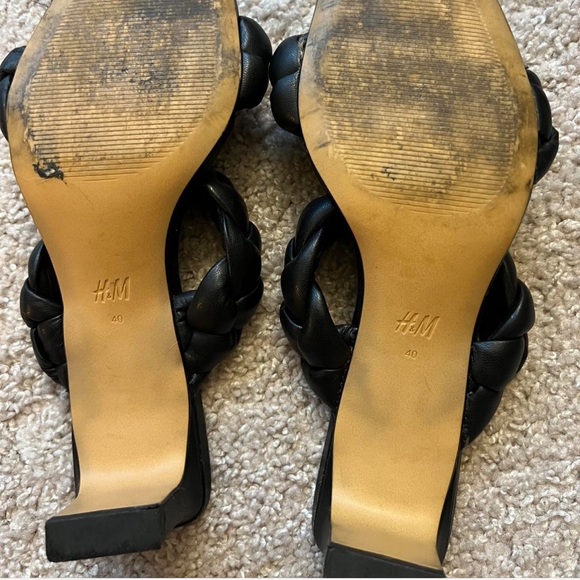 HM Braided Black Kitten Heel Sandals 8.5 - Picture 3 of 4